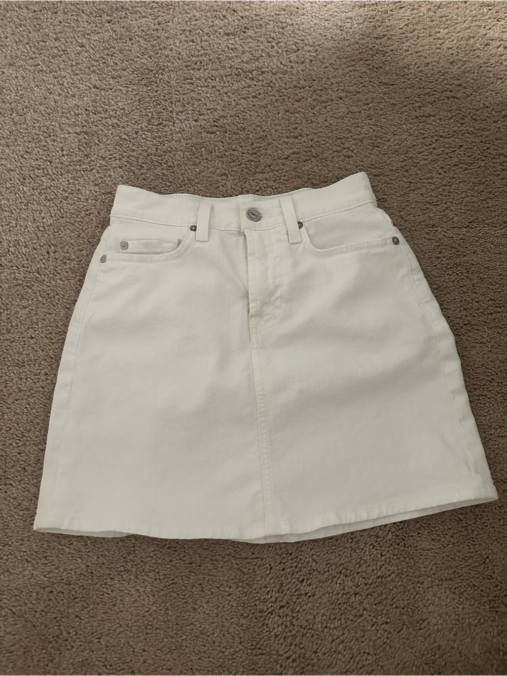 7 For All Mankind White A-Line Mini Skirt